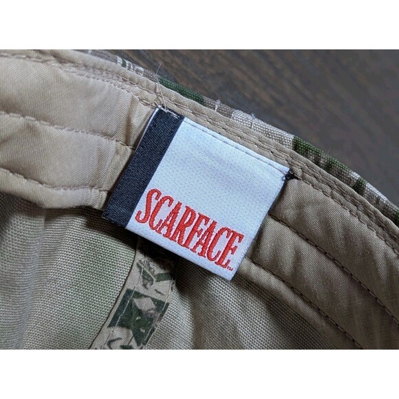 VTG SCARFACE Movie Scene Camo Print Fitted Cap Hat XL Green Tan Camouflage - Picture 11 of 15